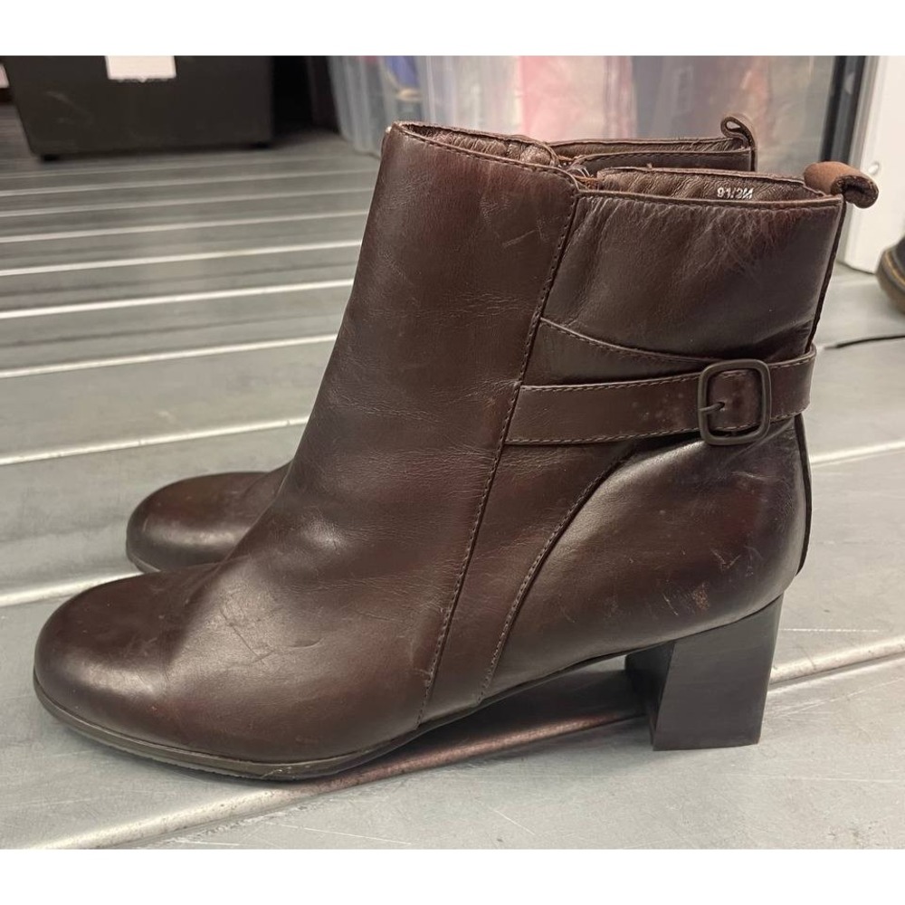 Spring Step Ankle Boots Womens‎ 9.5 Brown Leather Bootie Side Zip